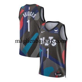Maglia NBA Brooklyn Nets Mikal Bridges 1 Nike 2023-2024 City Edition Nero Swingman - Uomo